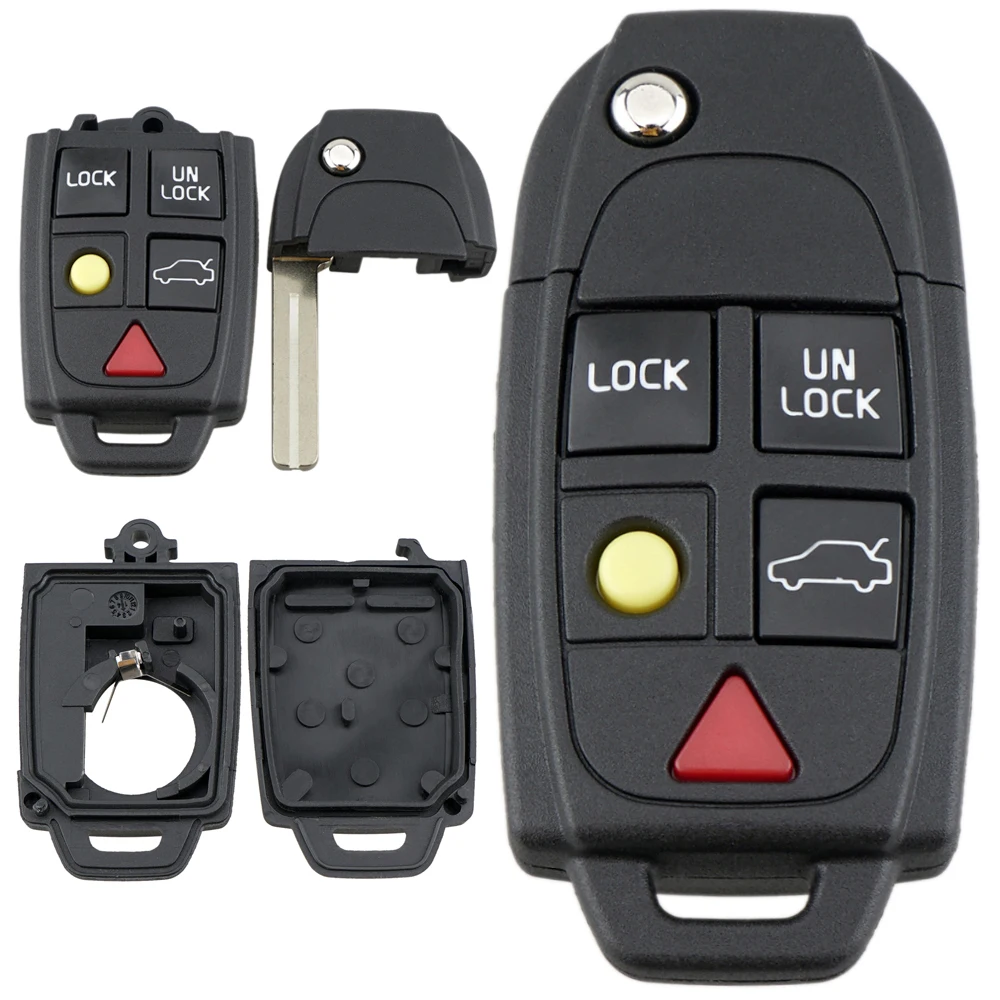 Funda de repuesto para mando a distancia de coche, carcasa plegable con 5 botones para VOLVO S60, S80, V70, XC70, XC90