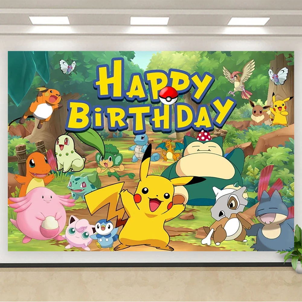 بوكيمون عيد ميلاد خلفية بيكاتشو حفلة التصوير خلفية جدار استوديو الصور راية ملصق استوديو الصور طفل هدية ديكور الحفلات #6