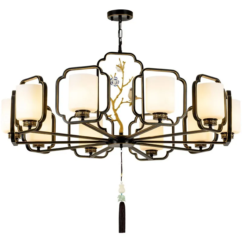 

Y new Chinese chandelier living room simple bedroom wrought iron Chinese style plum blossom retro villa atmospheric hotel lamps