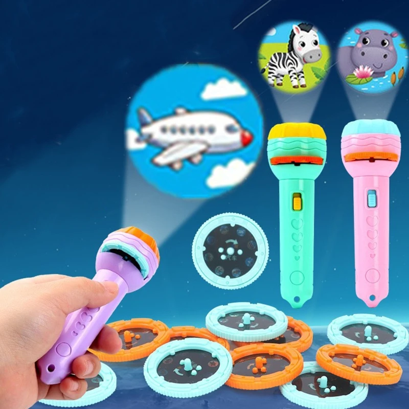 1.2’’ Children’s Flashlight Torch Projection Slide Set of 10Pieces Hand Fine Motor Skill Toy for Kids Concentrate