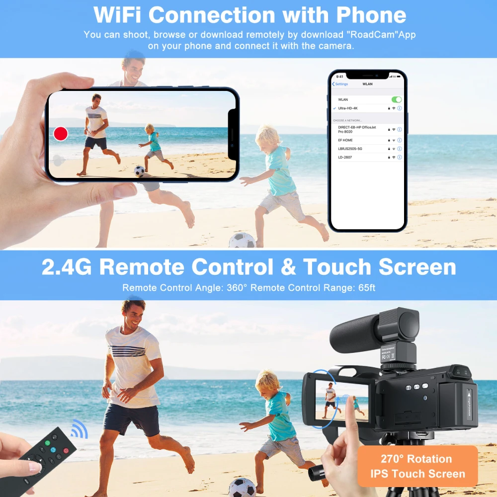 كاميرا فيديو 4K كاميرا فيديو 48 ميجابكسل UHD WiFi IR للرؤية الليلية كاميرا تسجيل الدخول لـ YouTube 16X كاميرا تكبير رقمية تعمل باللمس #4