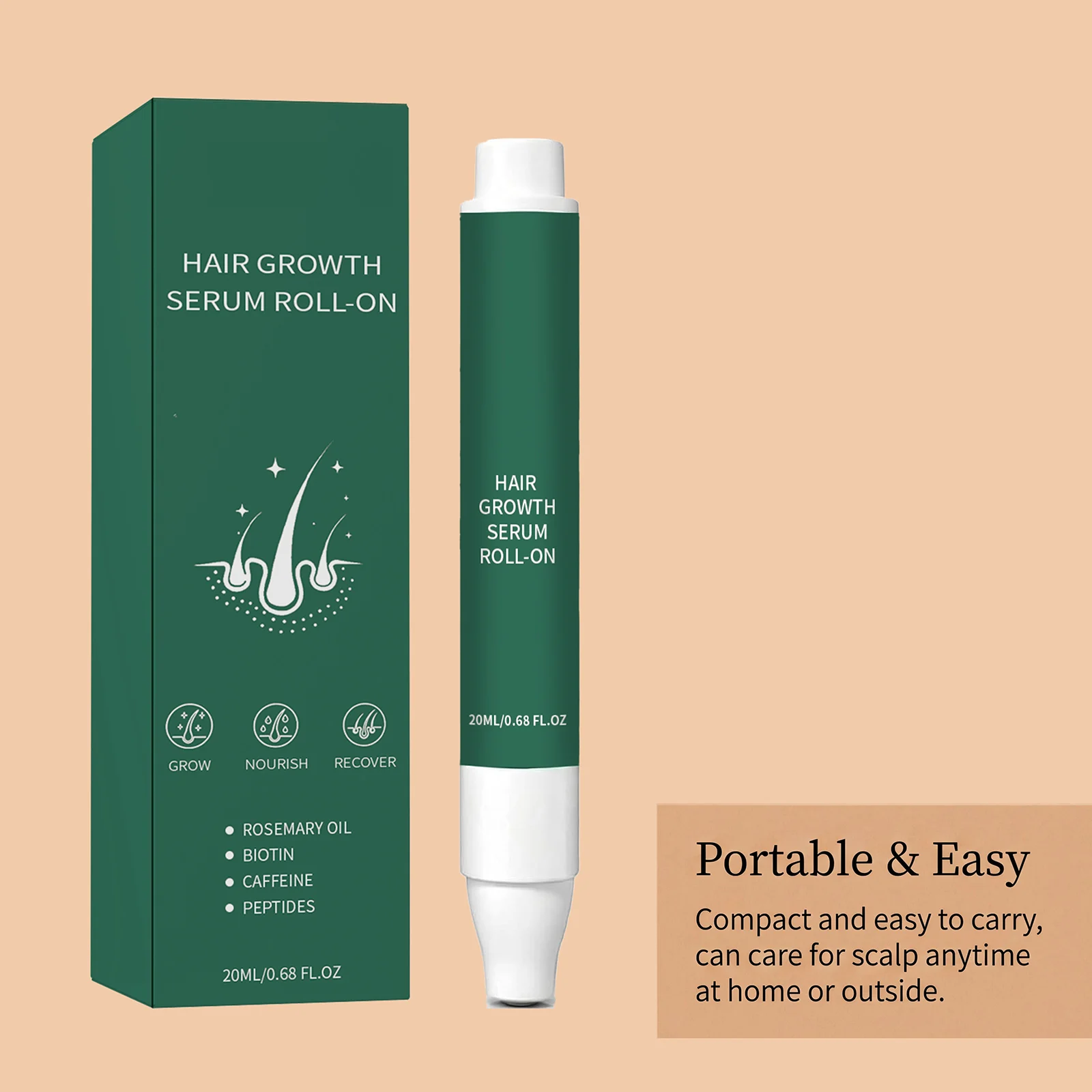 20ml Rosemary Oil Roll‑On Hair Growth Serum Easy To Absorb Non-Sticky Moisturizes Hair And Makes It Shiny Frizz Repair Serum New