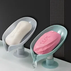 Creative Leaf-Shaped Soap Dish No Punching Standing Suction Cup No Water Accumulation Soap Rack Laundry Soap Box