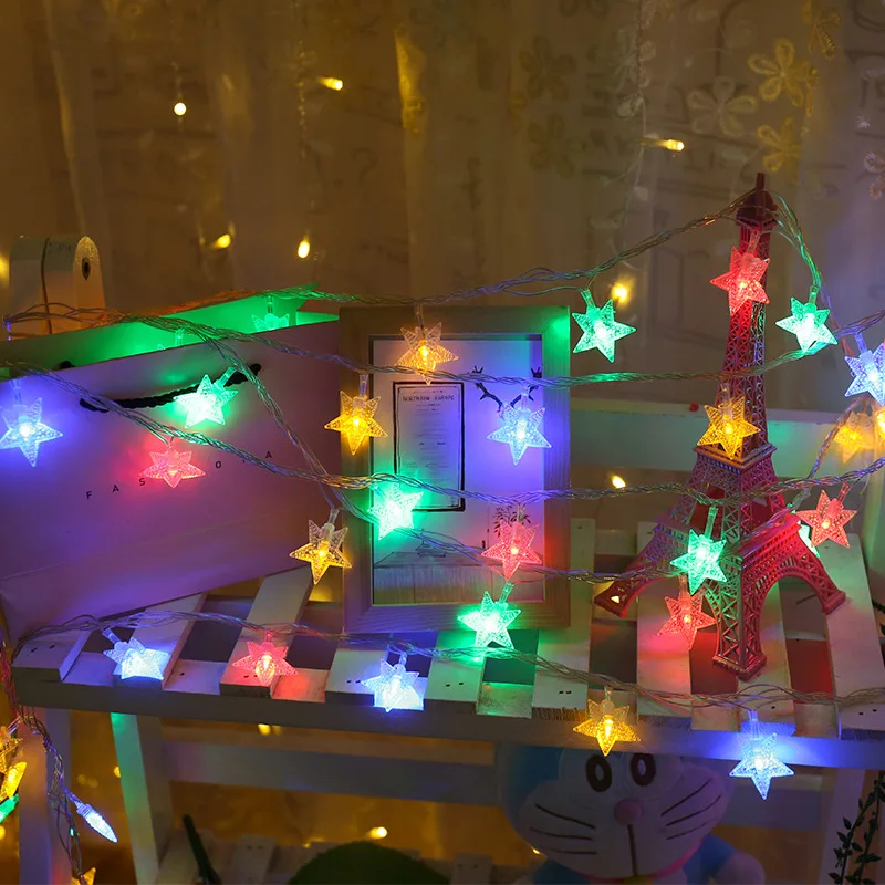 80/40/20/10 LED 반짝임 별 눈송이 요정 빛 문자열 화환 배터리 전원 크리스마스 램프, 휴일 파티 웨딩 장식