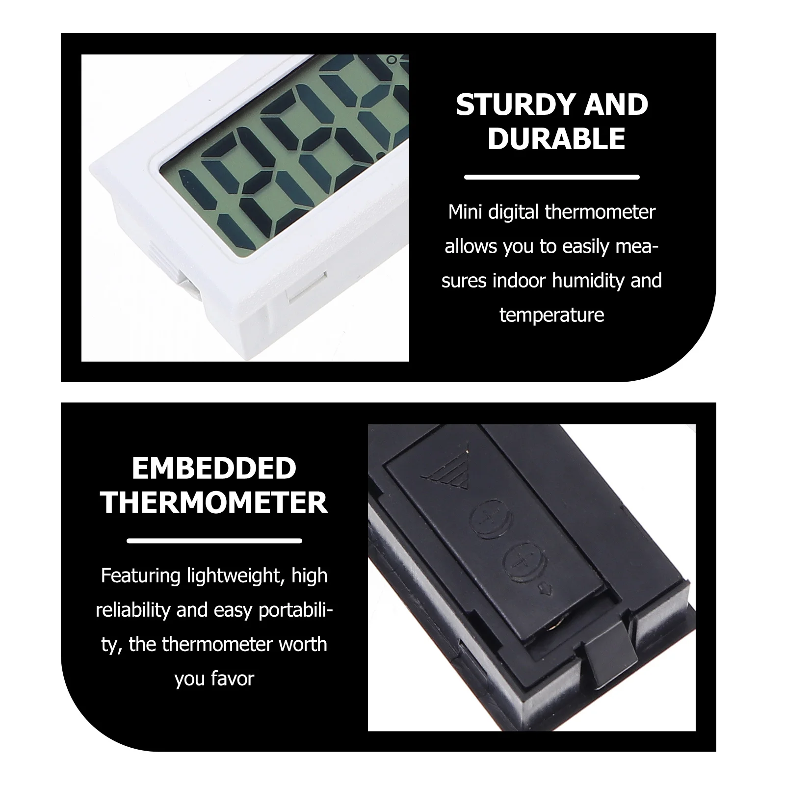 

2Pcs Mini Embedded Digital Thermometers Electronic Temperature Gauge for Refrigerator Indoor Humidity Display Large Clear Screen
