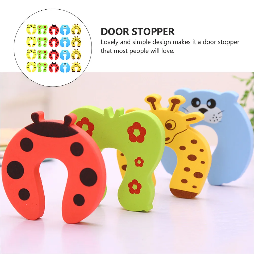 20 pçs rolha de porta protetor de dedo do bebê dos desenhos animados design animal durável macio anti-colisão suporte de porta para crianças