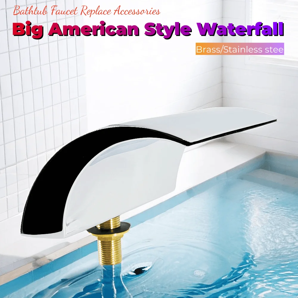 

Big American Style Stainless Steel Brass Waterfall Bathtub Faucet 1/2" Bathroom Basin Water Faucet Hot Tub Water Draw-off Tap