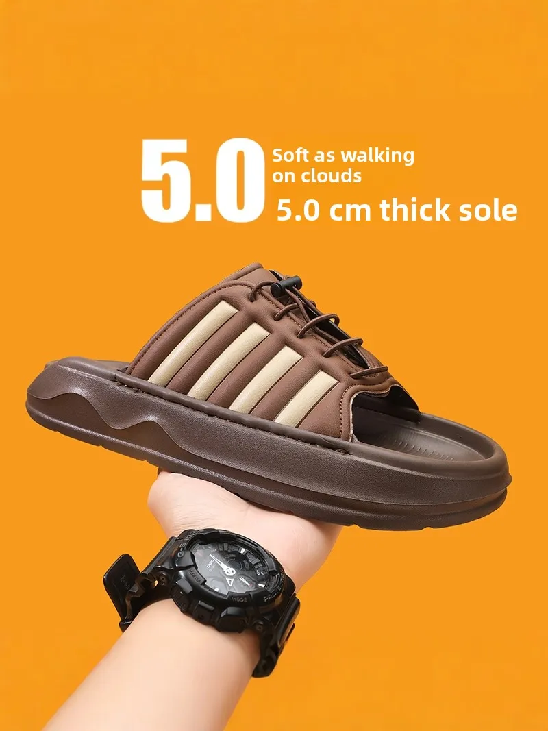 Men's Summer Casual Slip-On Slippers Soft Bottom Anti-Slip Beach Sandals Comfortable Wear EVA Material Easy to Clean