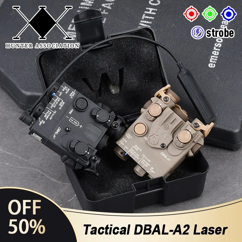 WADSN Airsoft Tactical DBAL A2 Laser Red dot Green Blue Indicator IR Lens LED White Light Strobe Hunting Weapon Flashlight