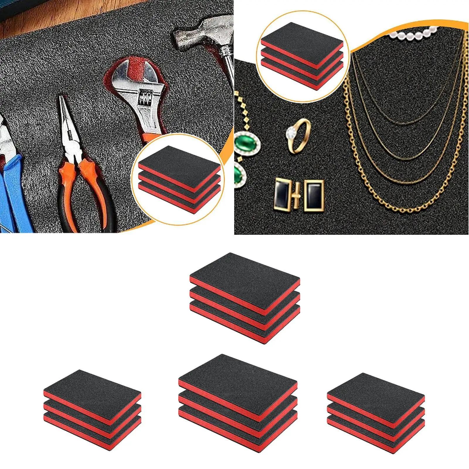 3Pcs Tool Box Foam Inserts Removable Customizable Storage Organizer for Miniatures Tools DIY Craft Supplies Case Accessories