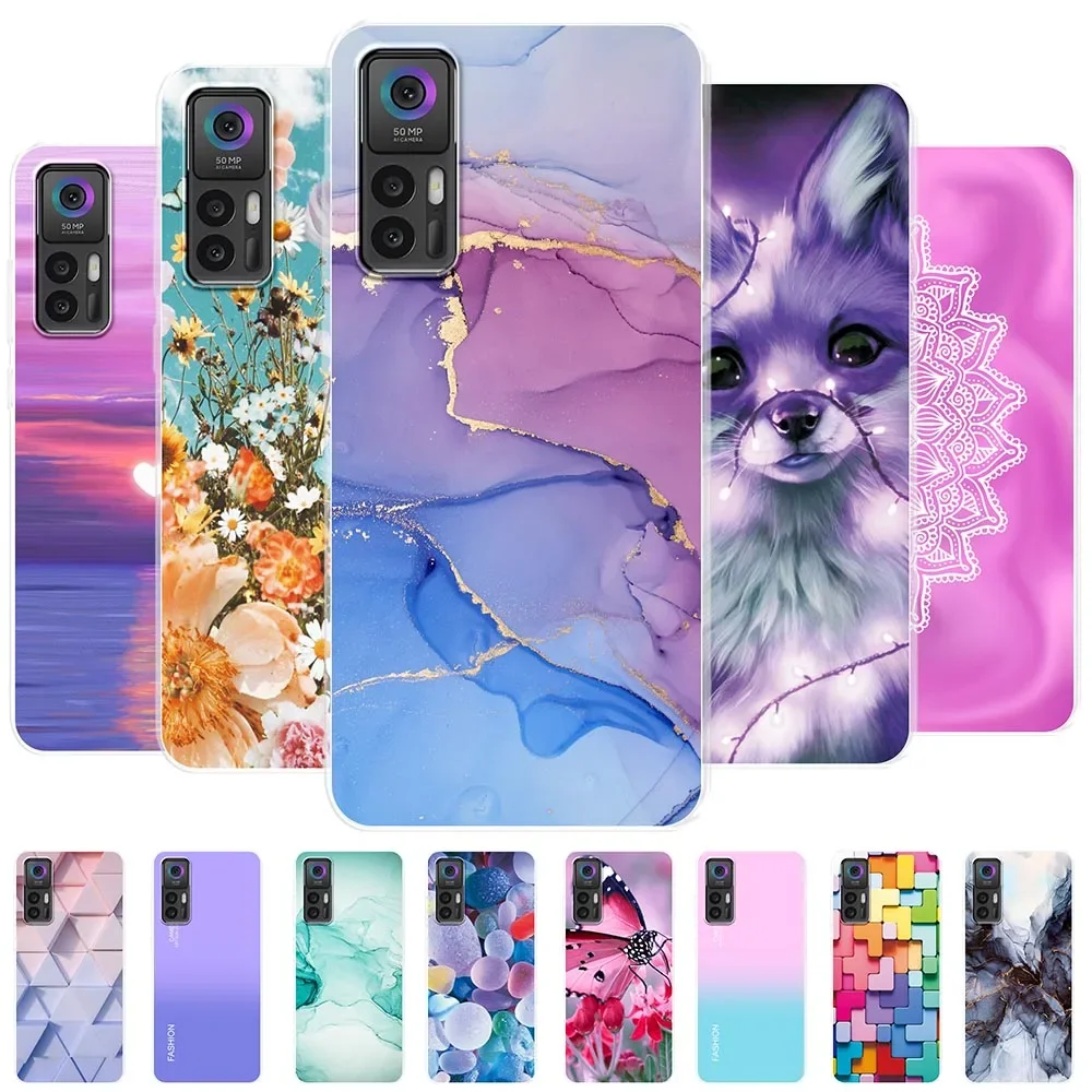 For TCL 30 Plus Case Patterned Transparent Silicone Soft TPU Cover Coque For TCL 30E 30 SE Cases For TCL 30 5G Bumper Fundas