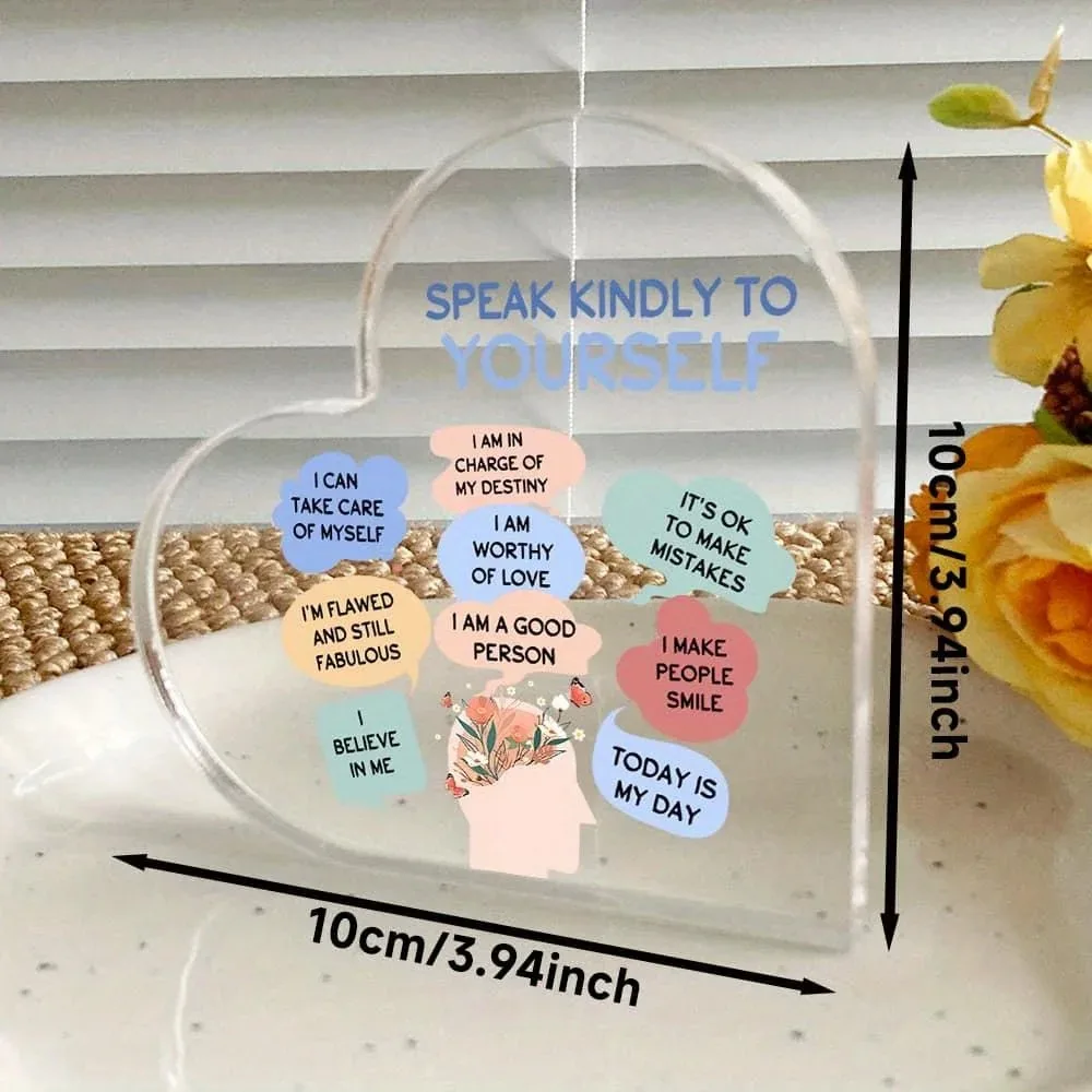 CIFBUY Acrylic Statue 2D Flat Iron Art Self Care Motivational Desktop Decor Positive Affirmation For Women Home Office Year Roun