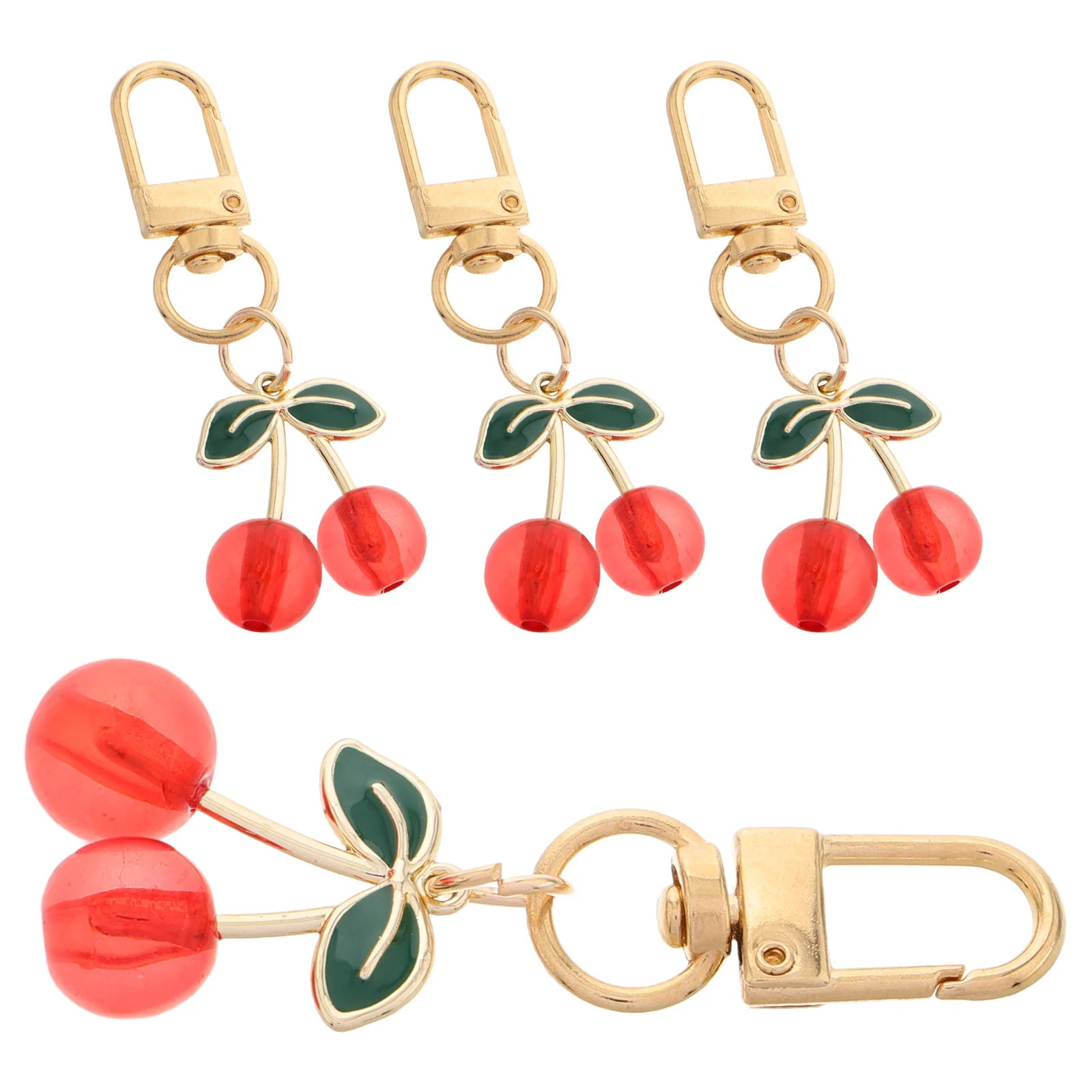 

4 Pcs Cherry Pendant Cell Phone Fruit Purse Resin Keychains Backpacks Cute Lightweight Portable Keychain Accessories Women Fruit