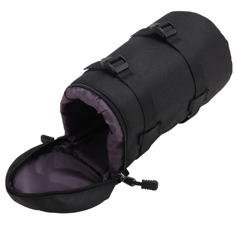 Sac d'objectif d'appareil photo reflex, étui de protection d'objectif d'appareil photo, sac de rangement de Tube d'objectif, sac d'objectif étanche et antichoc pour Nikon,Canon Blackb64b