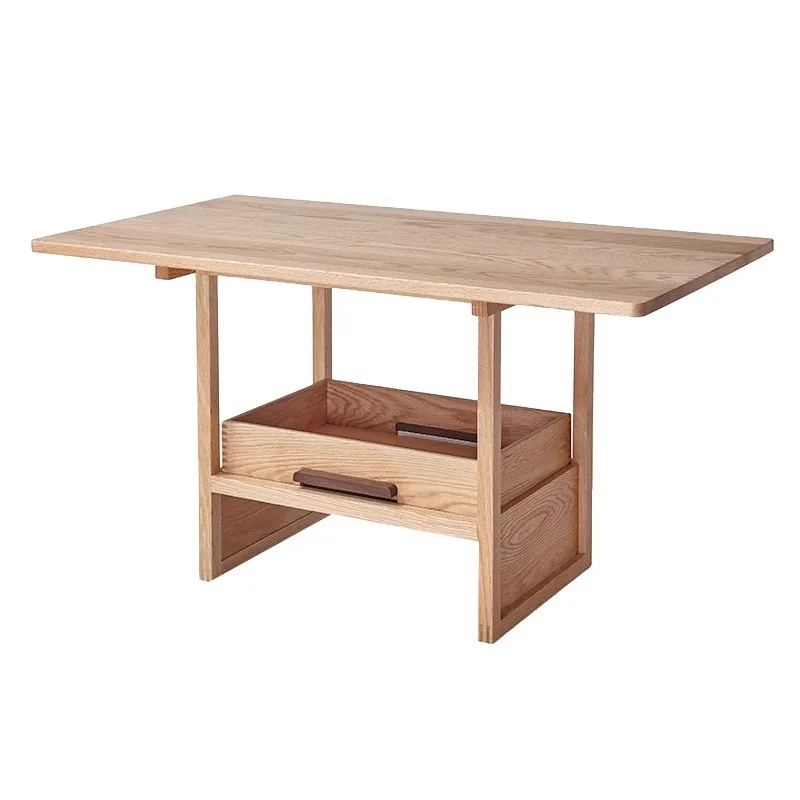 

Retro Nordic style log minimalist style coffee table solid wood red oak homestay home desk living room