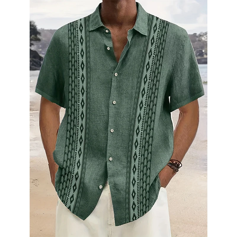 Etnische Stijl 3d Bedrukte Hawaiiaanse Strandshirts Mannen Vrouwen Casual Mode Vintage Streetwear Shirt Met Korte Mouwen Blouse Man Kleding