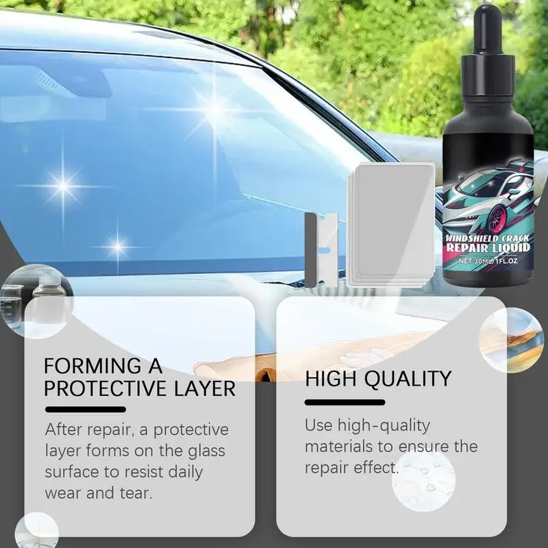 Car Window Repair Fluid 30ml Glass Impact Scratch Resin Repair Agent Quick Fix Glass Curing Glue Car Accessories For Mirrors