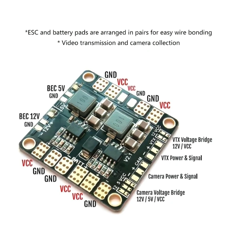 Advanced Matek Power Distribution Board with BEC 5V & 12V for Remote Ccontrol Quadcopters Ensuring Stable Power Supply