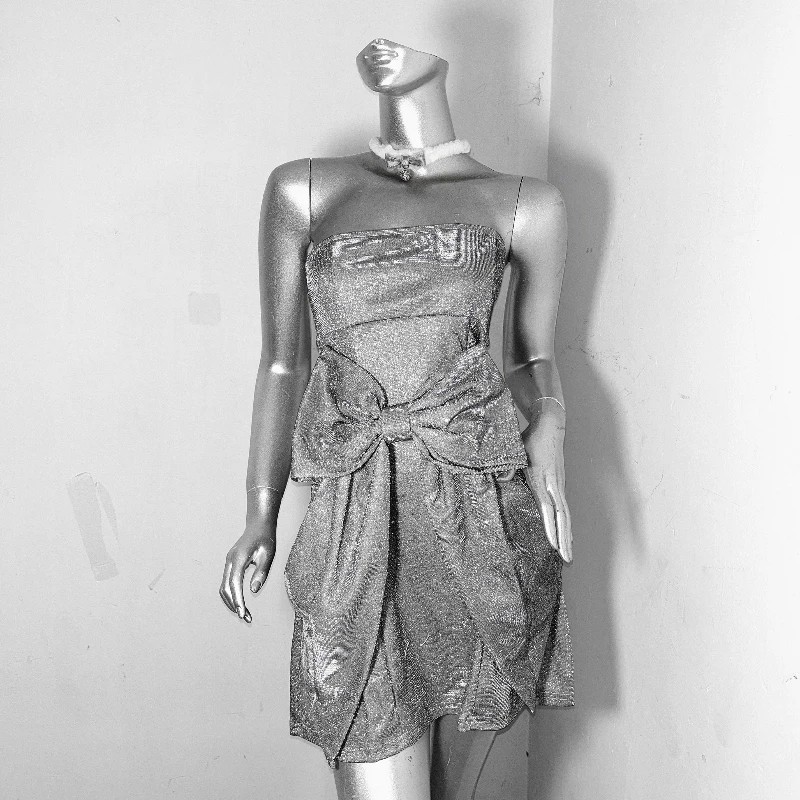 Original Design Silver Gothic Sparkling Sexy Bodycon women's Dress 2025 Autumn Punk New Style Hot Girl Mini Dresses Gown Ladies