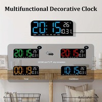 Multifunctional Decorative Clock 9 Inch LED Large Digital Wall Clock With Temperature Date Week Alarm For Home Office Room Decor