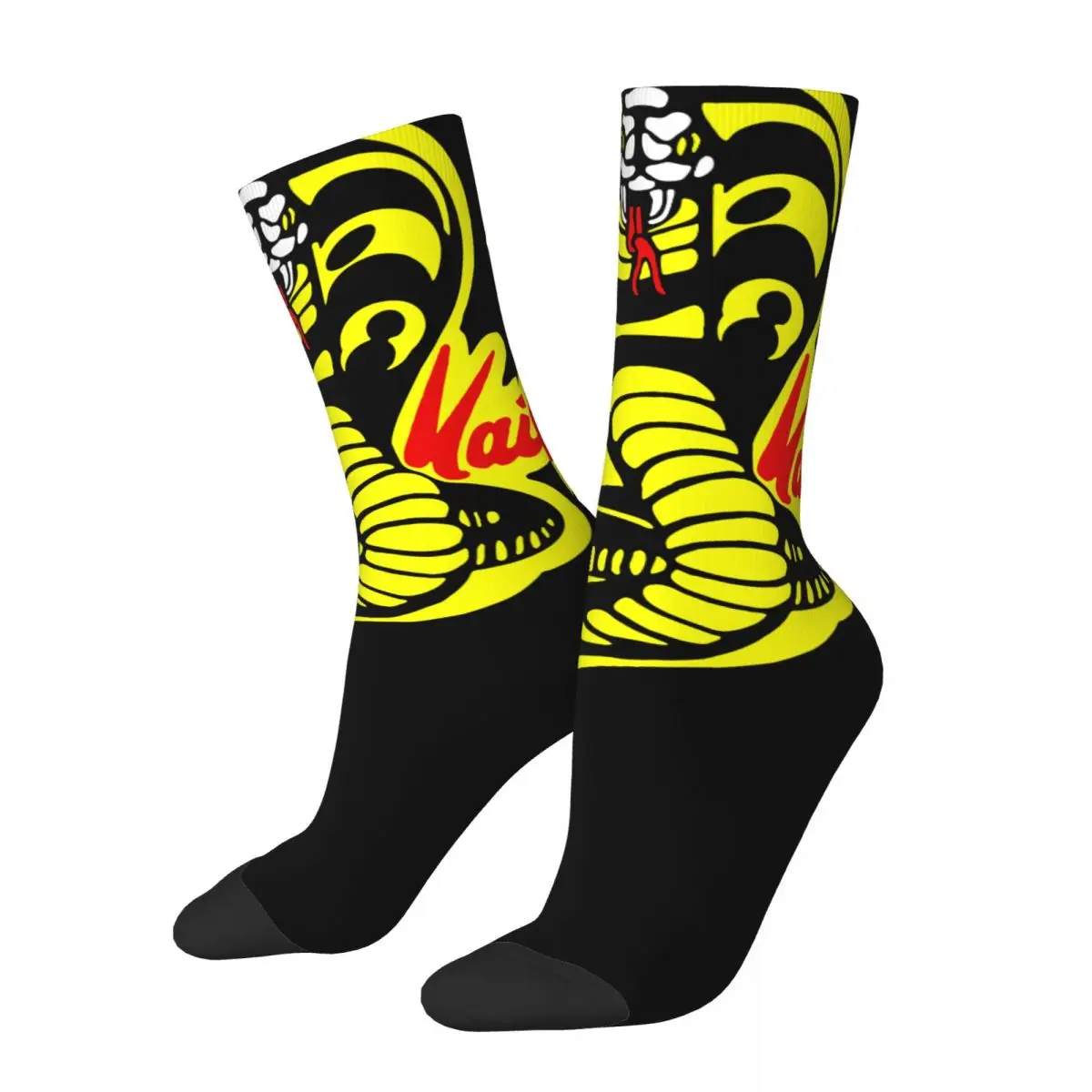 Harajuku Karate Kid Cobra Kai Vintage Soccer Socks Polyester Middle Tube Socks for Unisex Sweat Absorbing