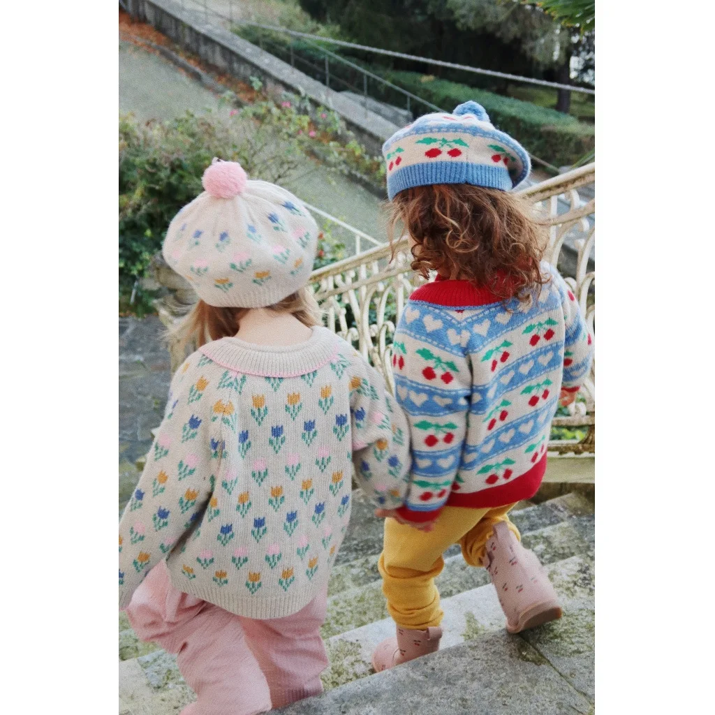 Children Clothes Set 2024 Autumn KS Girls Knitted Sweater Embroidered Kids Christmas Cardigan Baby Girl Cute Party Hat Outwear