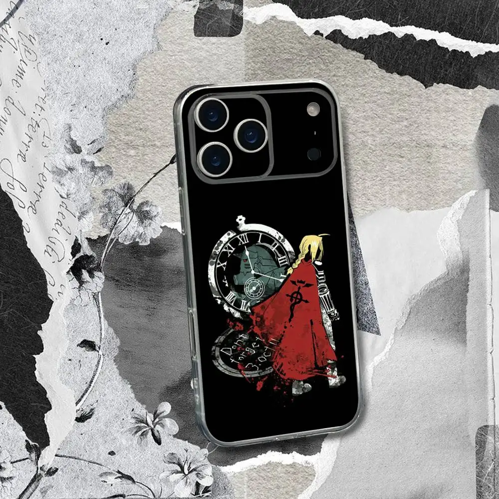 Anime FULLMETAL ALCHEMIST Handyhülle für iPhone 17,16,15,14,13,12,11 Pro,Max,Plus,X,XS,XR,SE4,E Mini Transparent Soft Cover