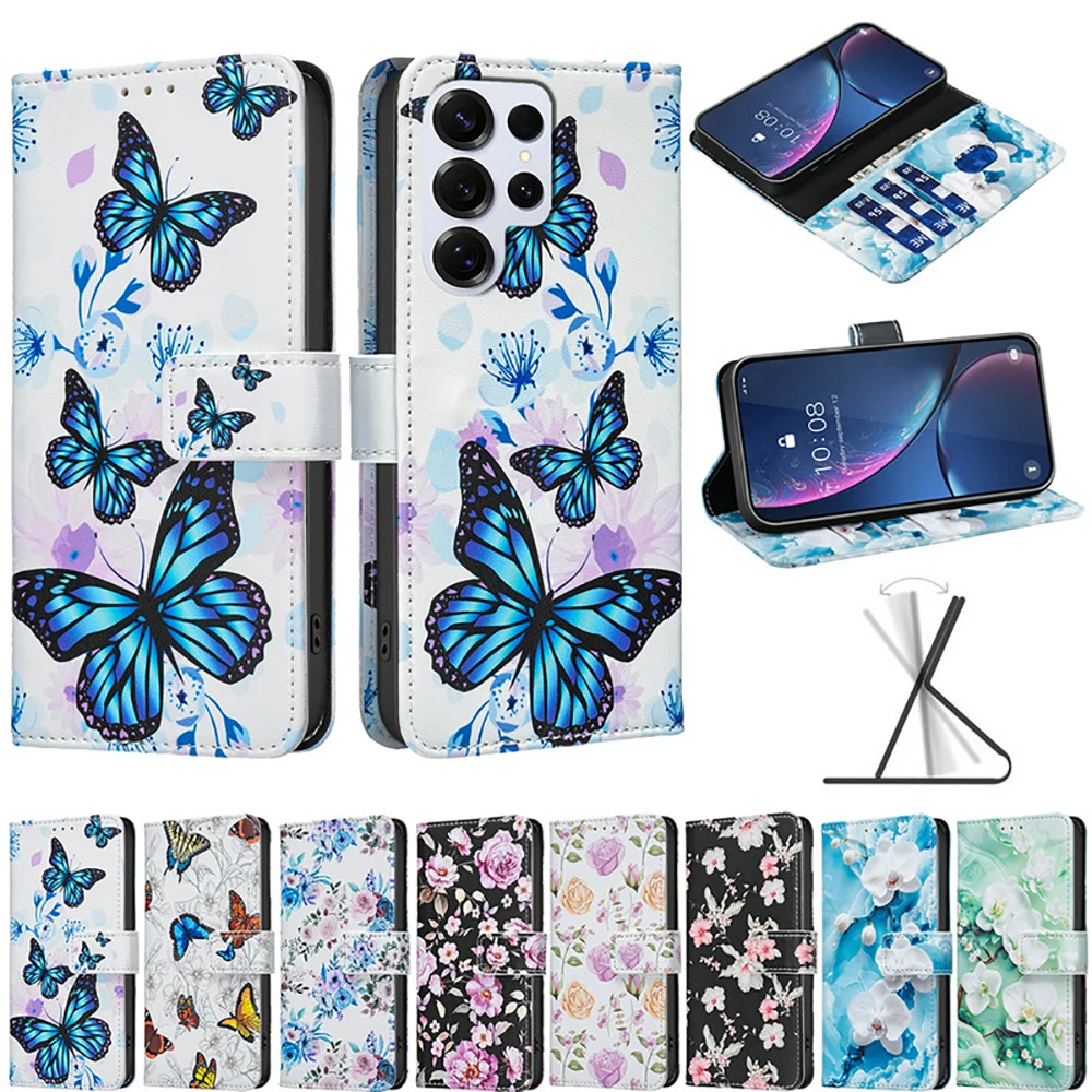 

For Samsung Galaxy S25 Ultra 5G 3D Emboss Leather Wallet Case For Galaxy S25 Edge Case S24 FE S23 S22 S21 S 25 24 Plus Cover