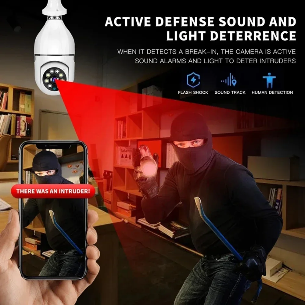 iCSee E27 Bulb Wireless IP Camera 4MP 2K WiFi PTZ Camera Indoor Home Security Color Night Vision Auto Tracking Motion Detection