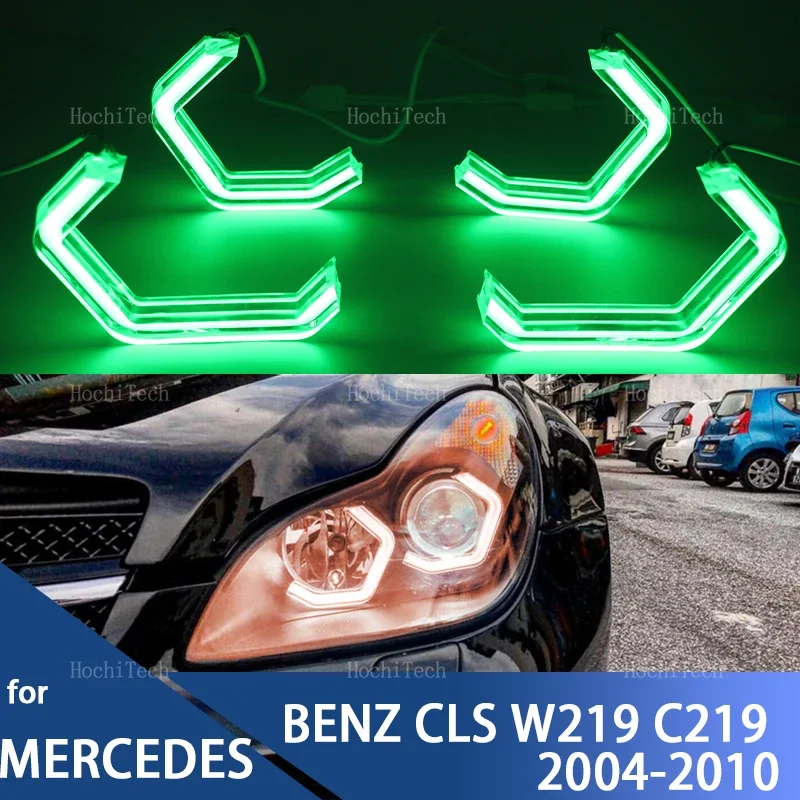 multi-colored Ring Angel Eyes RGB M4 Style LED App control for MERCEDES BENZ CLS W219 C219 2004-2010