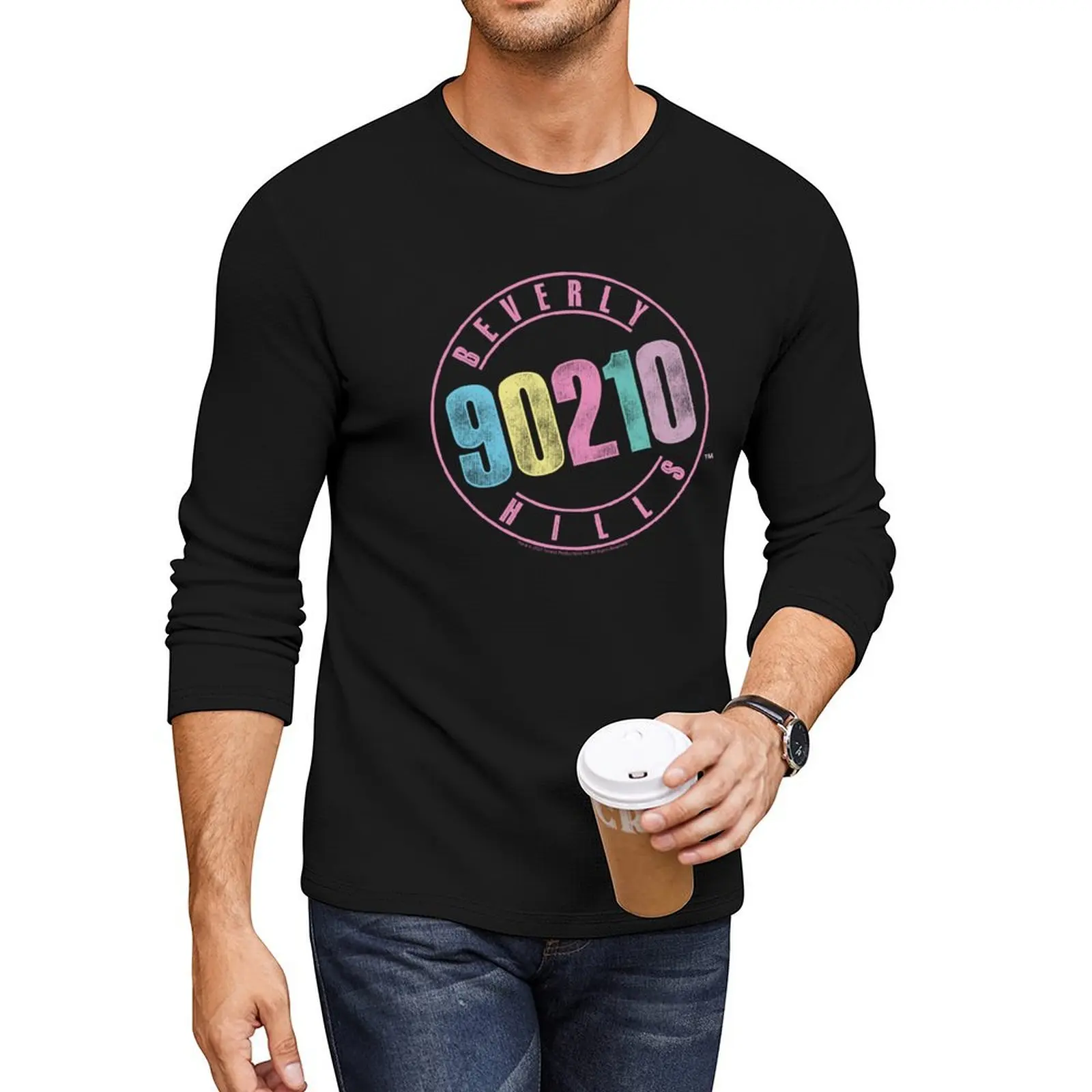 Beverly Hills, 90210 Vintage Pastel Retro Logo Long T-Shirt aesthetic clothes Men's t-shirt