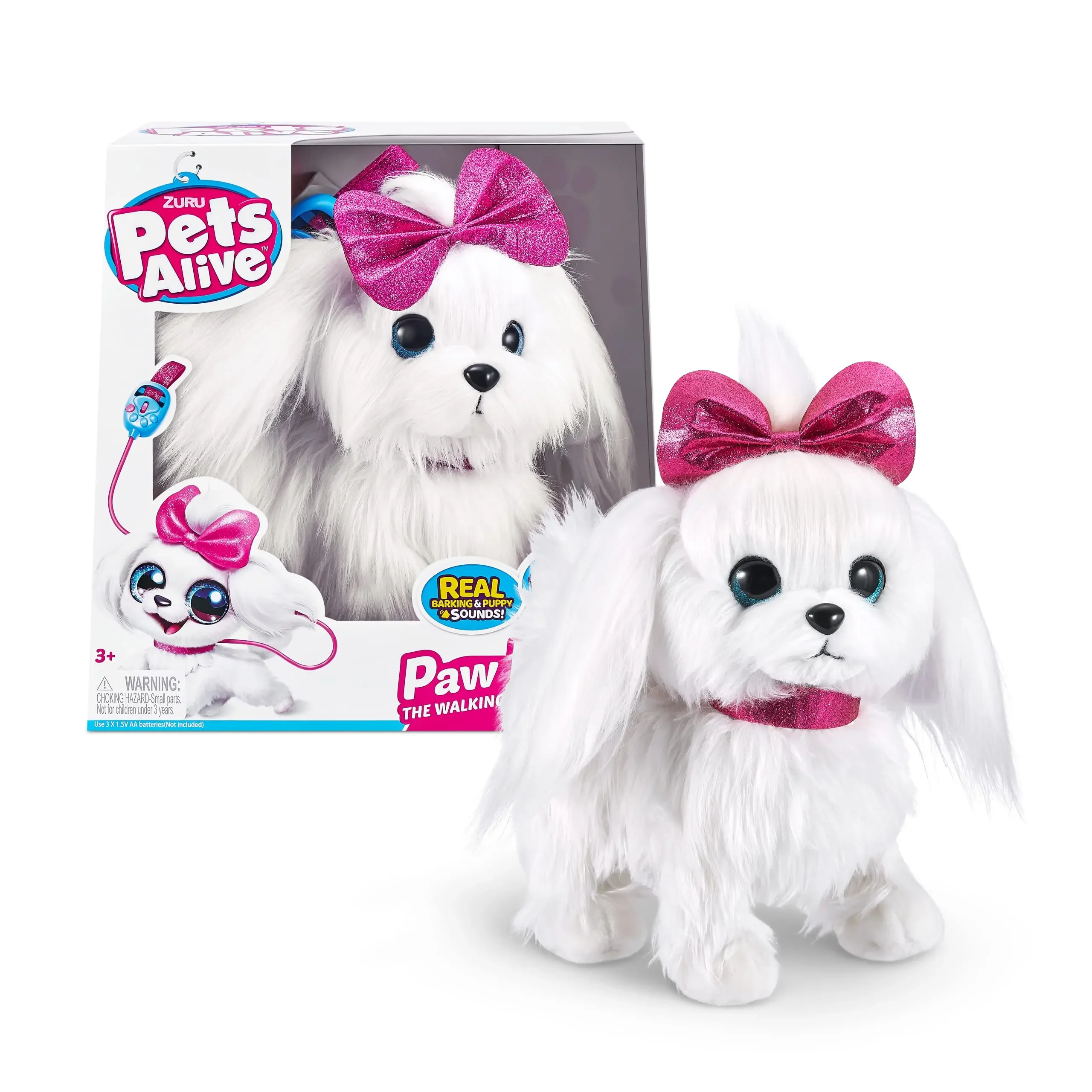 ZURU Pets Alive Lil' Paw Interactive Dog, brinquedo macio de pelúcia motorizado para crianças e meninas, cachorro ambulante, cão interativo que anda interativo