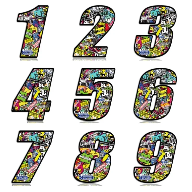 Car Sticker Exquisite Punk Digital Skull Decal Number 0123456789 Exterior Parts Interior Stickers Caravan Accessories PVC