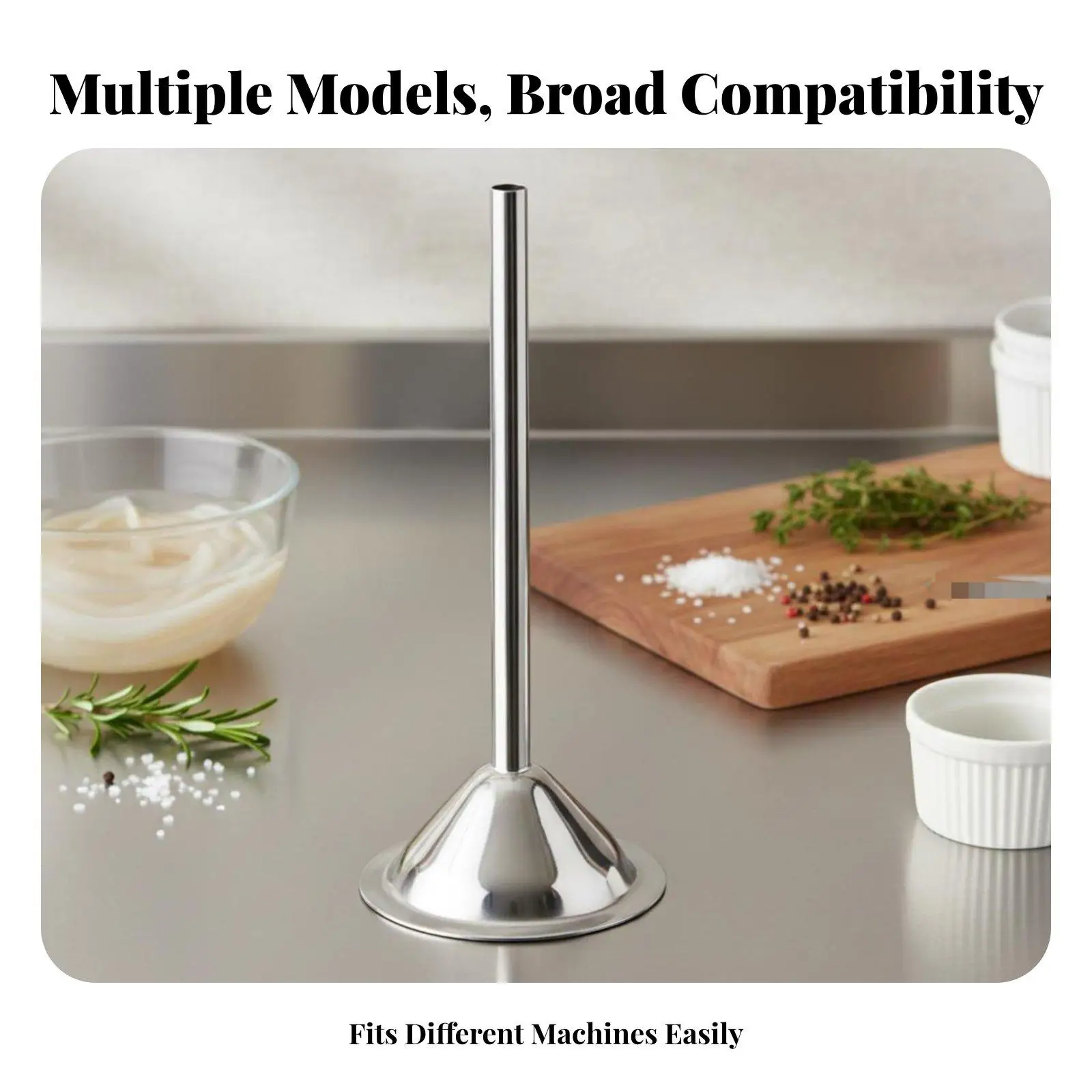 Sausage Stuffer with Multiple Size Funnels Stainless Steel Meat Attachment Easy Clean Tool for Home Cooking Needs