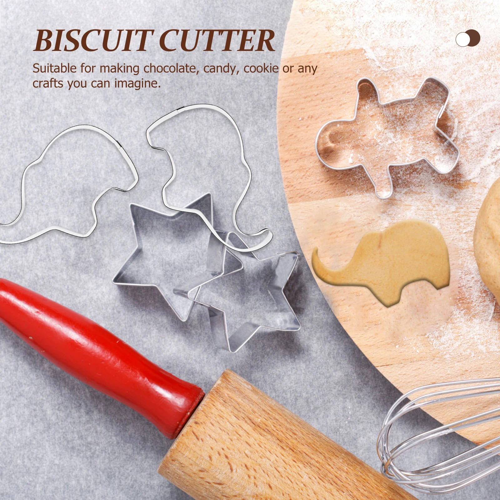 

8pcs Stainless Steel Elephant Cookie Cutters Biscuit Molds Baking Accessories DIY Animal Cookie for Kids Adults