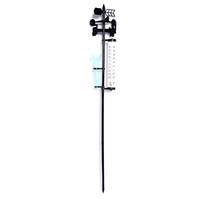 Weather Station Stake Weather Vane with Thermometer & Rain Gauge 3-in-1 Weather Measuring Instrument for Outdoor Garden