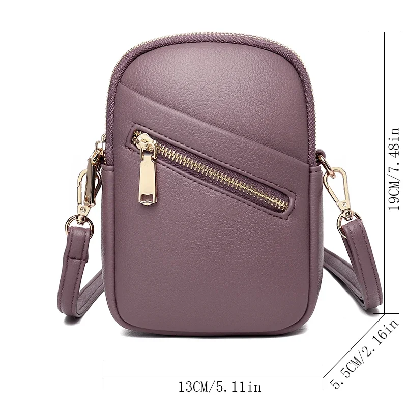 High Quality small Women\'s phone Bag Luxury soft Leather Messenger Shoulder Bags for women Solid Color Female Purses and Handbag