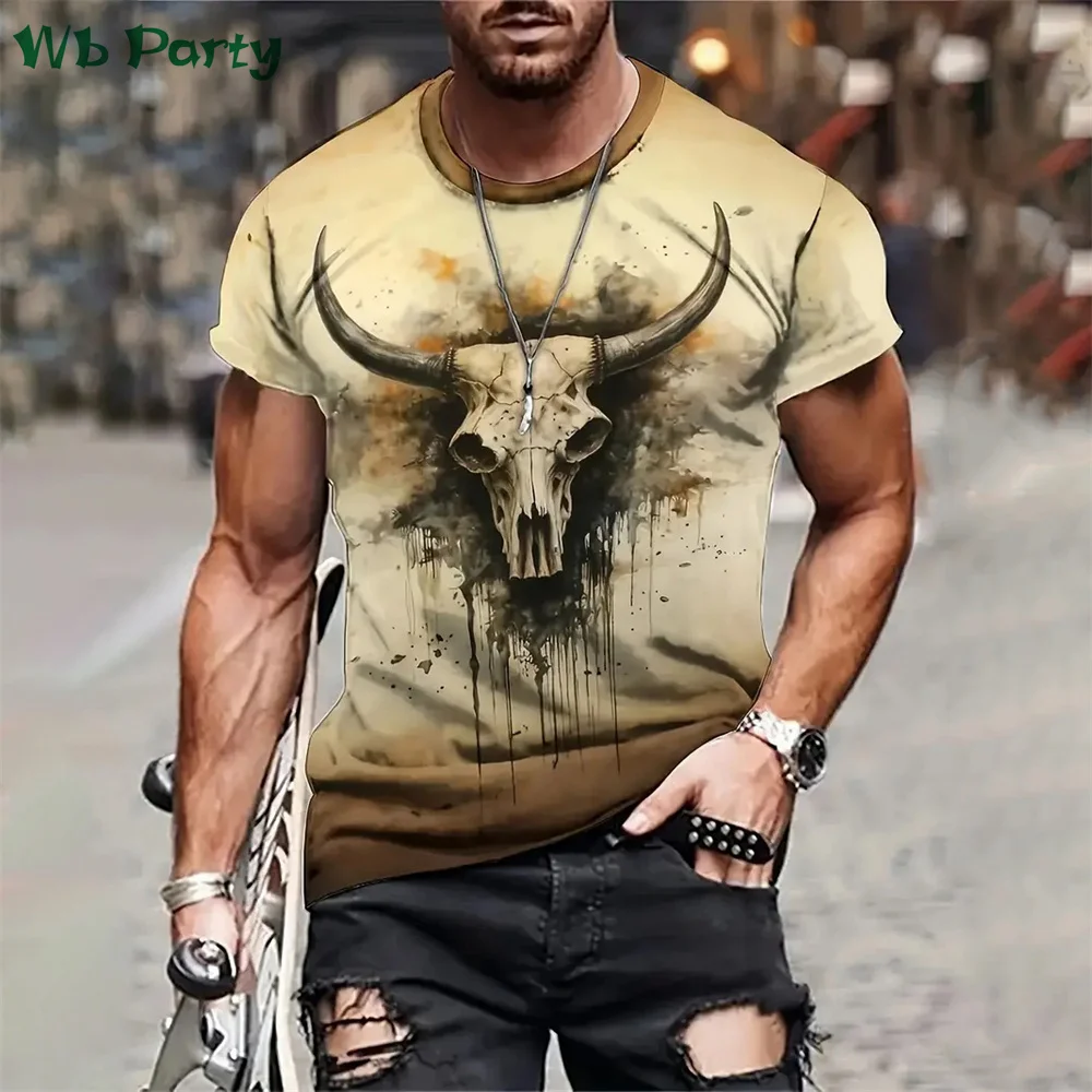 Nomadic Style Print T shirt Men Casual Short Sleeve Tee Animal 3D Print Men's Clothing Street Sportshirt Graphic T shirts Tops