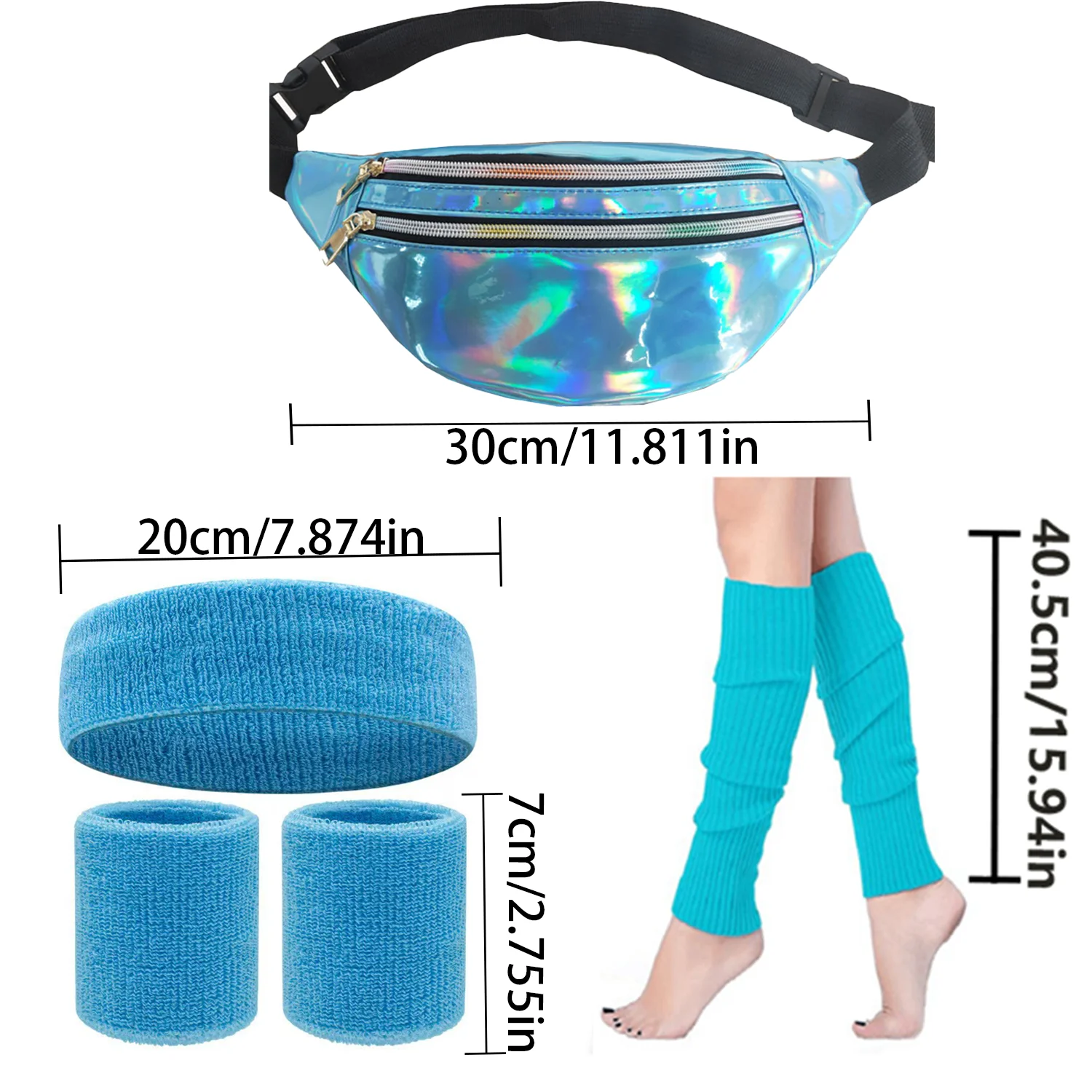 Conjunto de aquecedores de pernas neon dos anos 80 para mulheres, aquecedores de pernas rosa de malha, pacote de pulseiras para crianças, fantasias de festa pokemon go