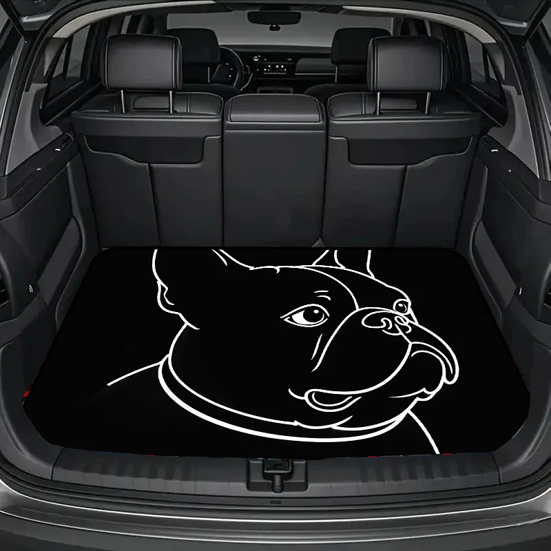 1pc Trunk Mat Modern Minimalist White Line French Bulldog Head Graphic Design High-quality Trunk Mat, Uniquely Designed, Suitabl