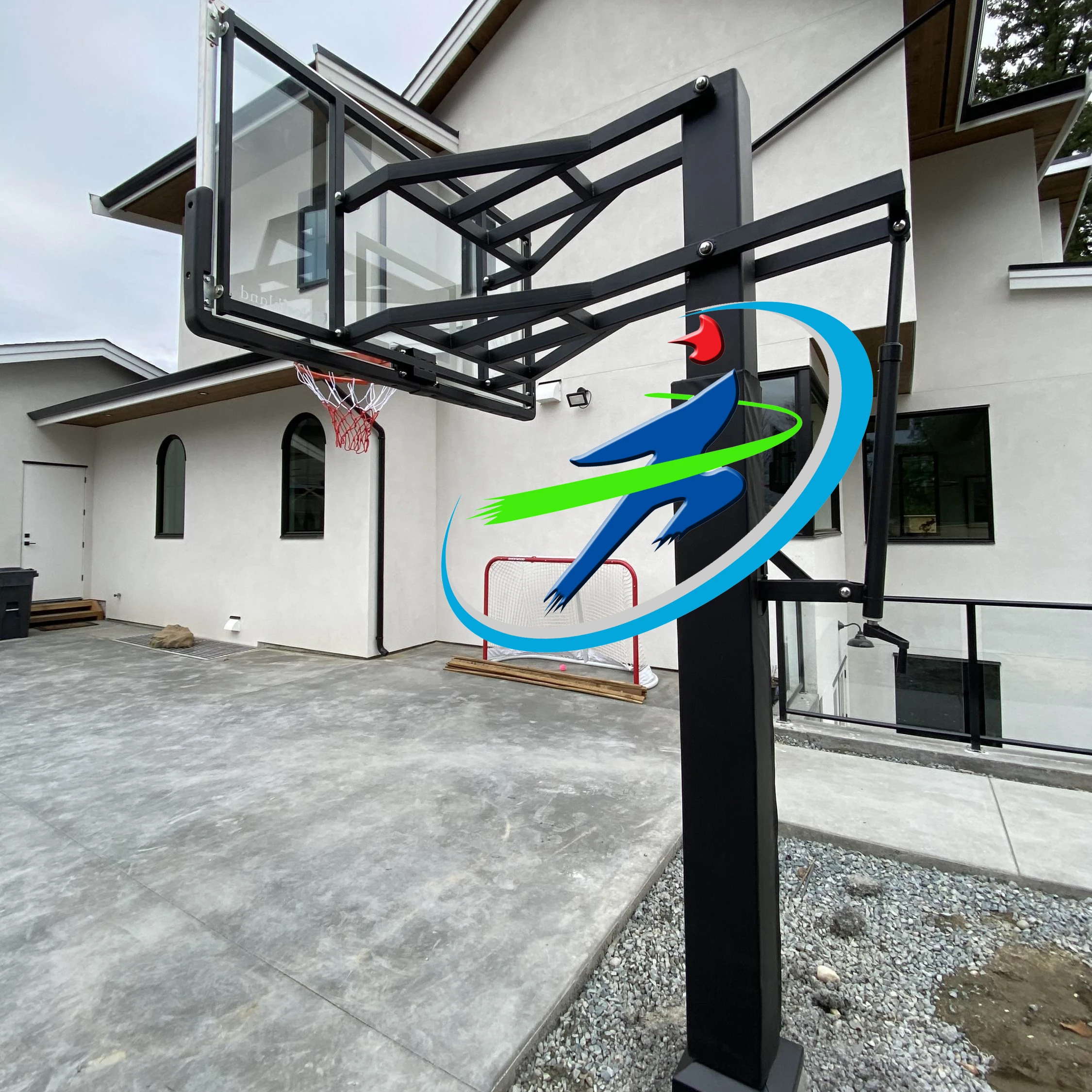 Solid In-ground Basketball Stand Adjustable Basketball Systems Hoops Flex Rim