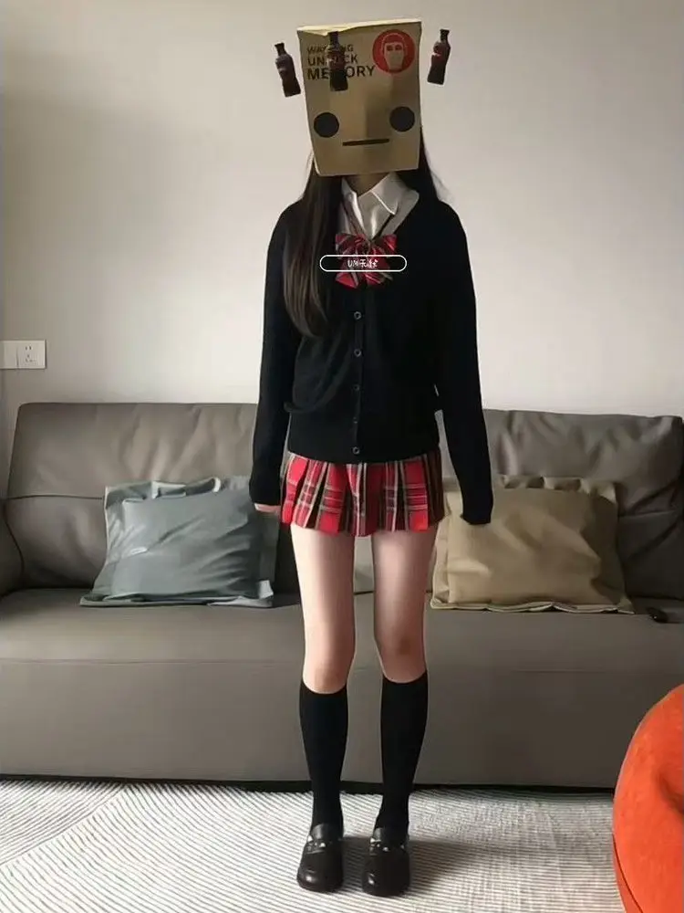 

Женский школьный orm вязаный комплект из четырех предметов Jaet Long Sve, осенне-зимний студенческий наряд, включая вязаную юбку-свитер