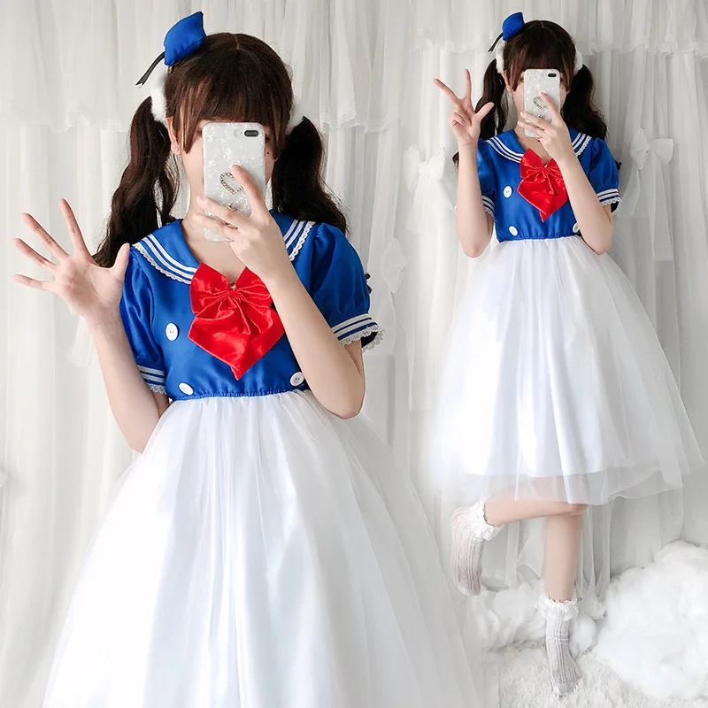 Marineleider Meid Jurk Voor Vrouwen Anime Cosplay Vestidos Schattige Lolita Japanse Korte Mouw Discraz Party Event Make-Up Bal