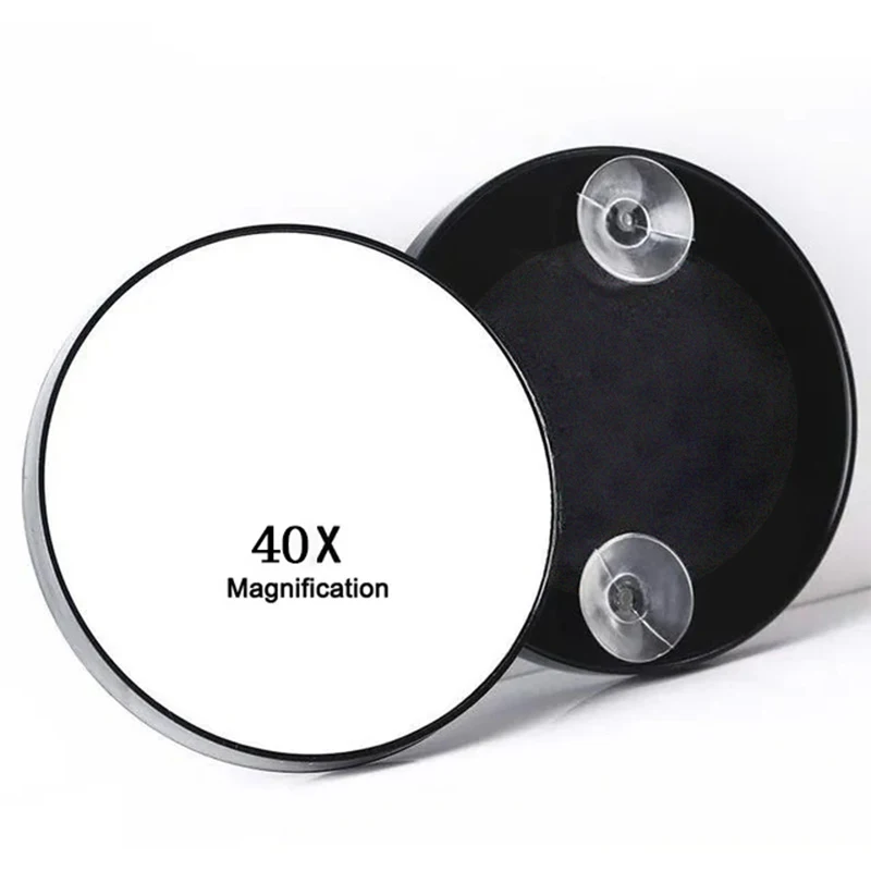 Potente lupa con ventosa 40x, espejo de maquillaje de viaje de 3,5 "para eliminación de espinillas, extracción de acné, cejas y pestañas