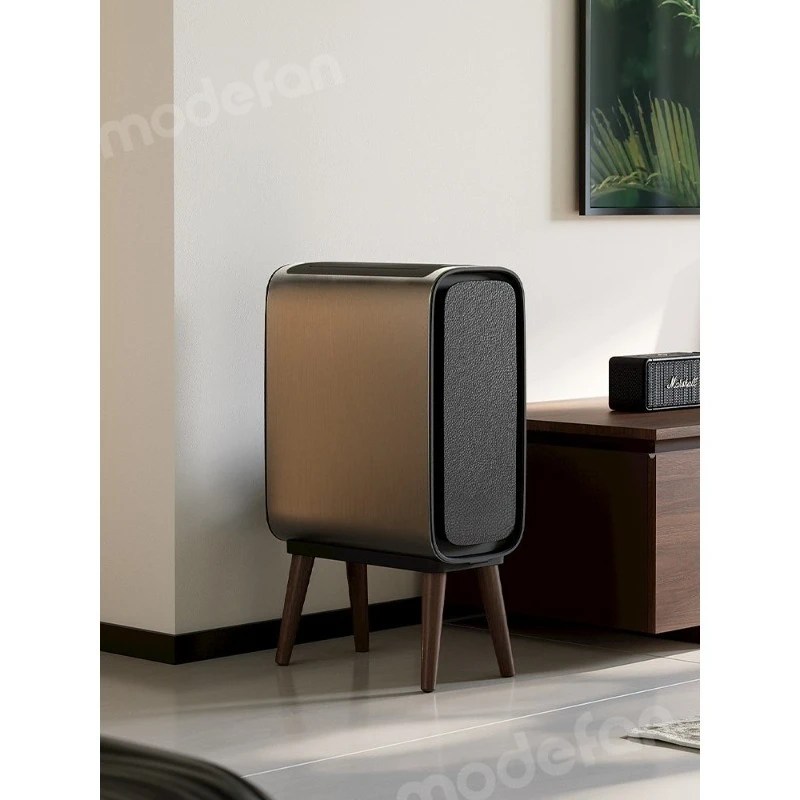 For intelligent induction trash can high value solid wood high foot automatic opening and closing large capacity