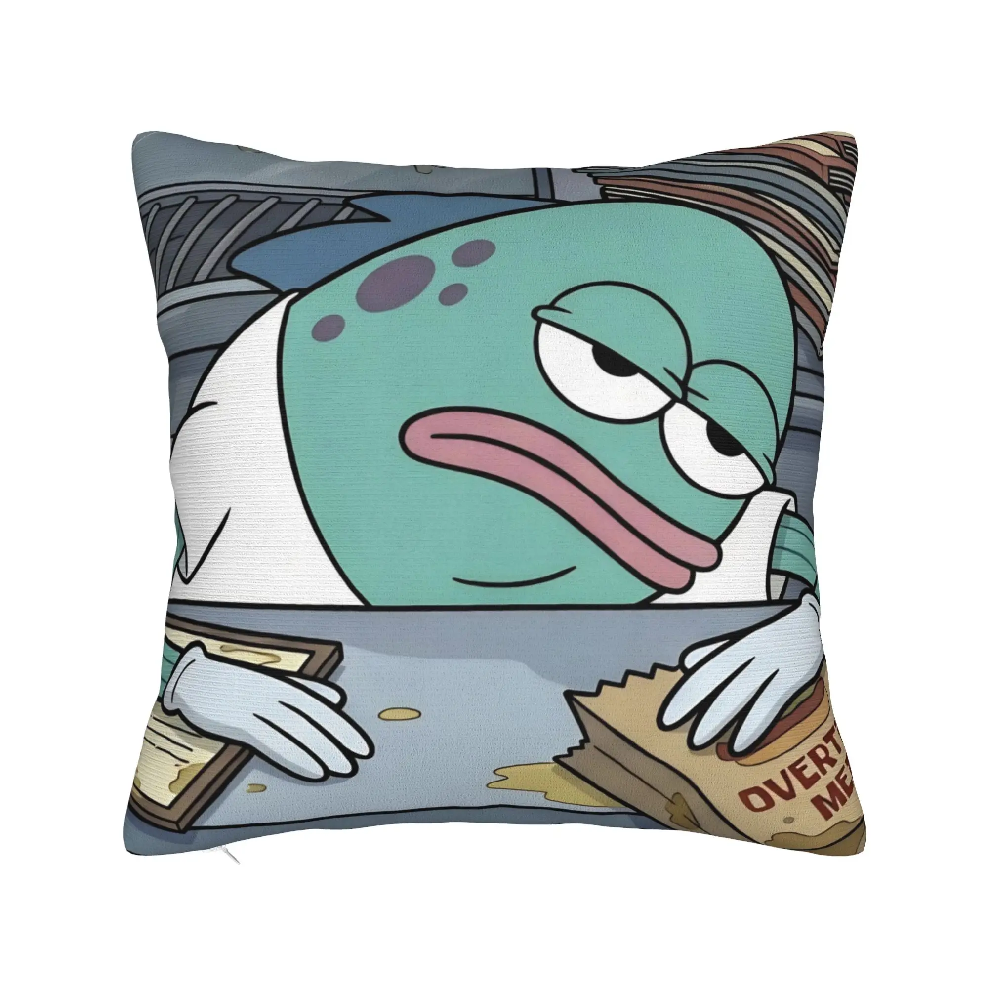 Tired Bikinis Bottom Buddies Funny Fish Square Pillow Covers Seat Meme Cushion Case Cool Home Decoration Throw Pillow Case 40*40