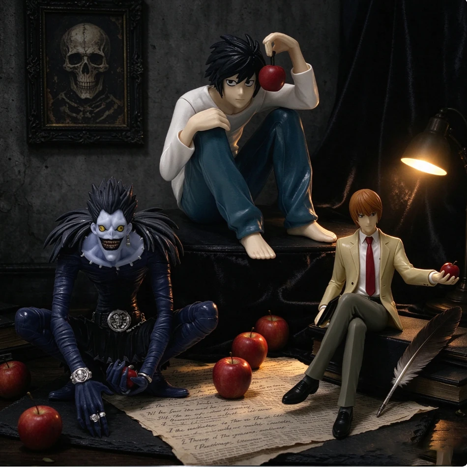 Figura de Anime Death Note, Yagami Light e Ryuk em Pose Sentada, Estátua de PVC, Ornamento de Mesa Colecionável, Brinquedo de Ação