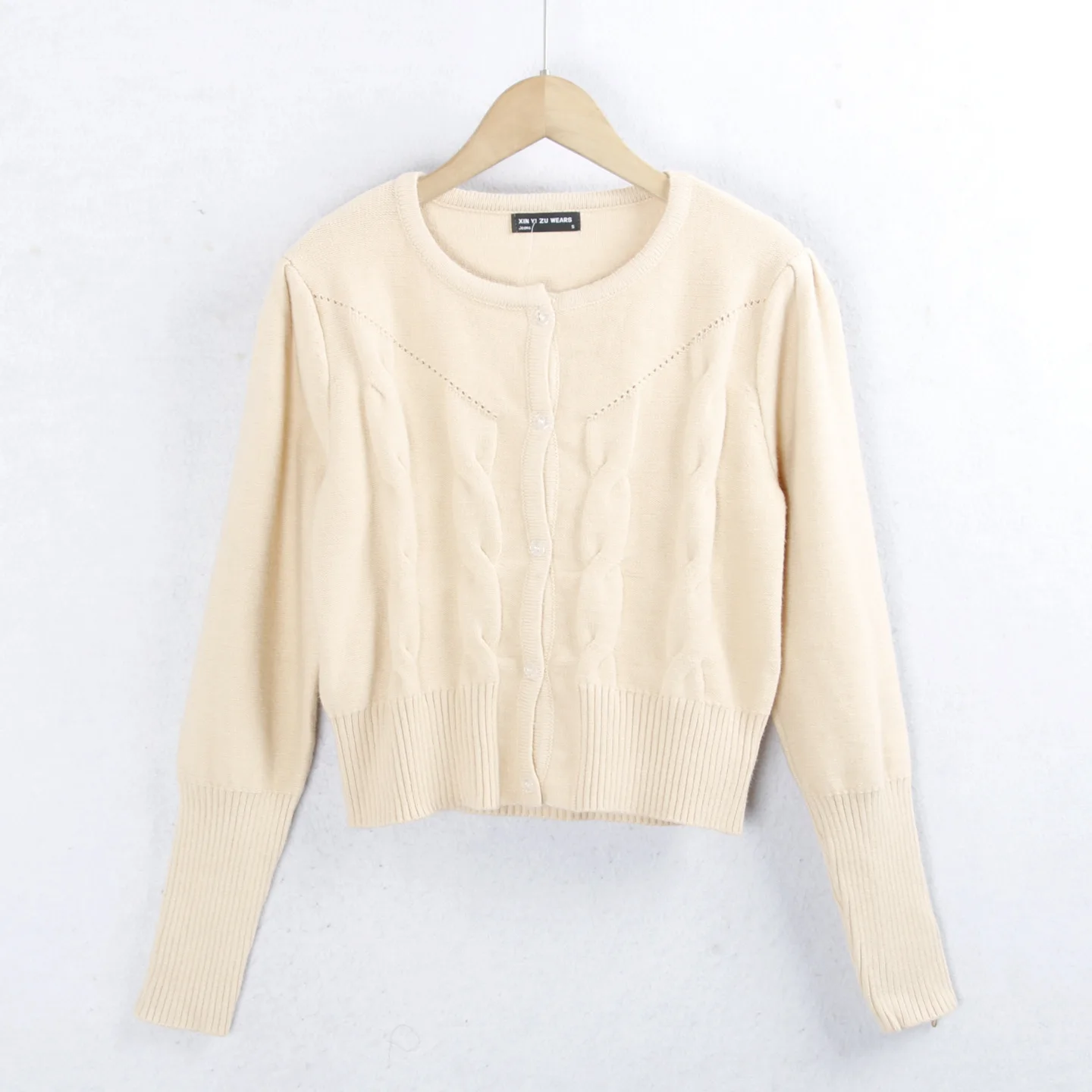 

Тонкий вязаный хлопковый кардиган Slim Fit для осени и зимы, с длинным рукавом, круглым вырезом, укороченный, теплый, стильный, для повседневной носки