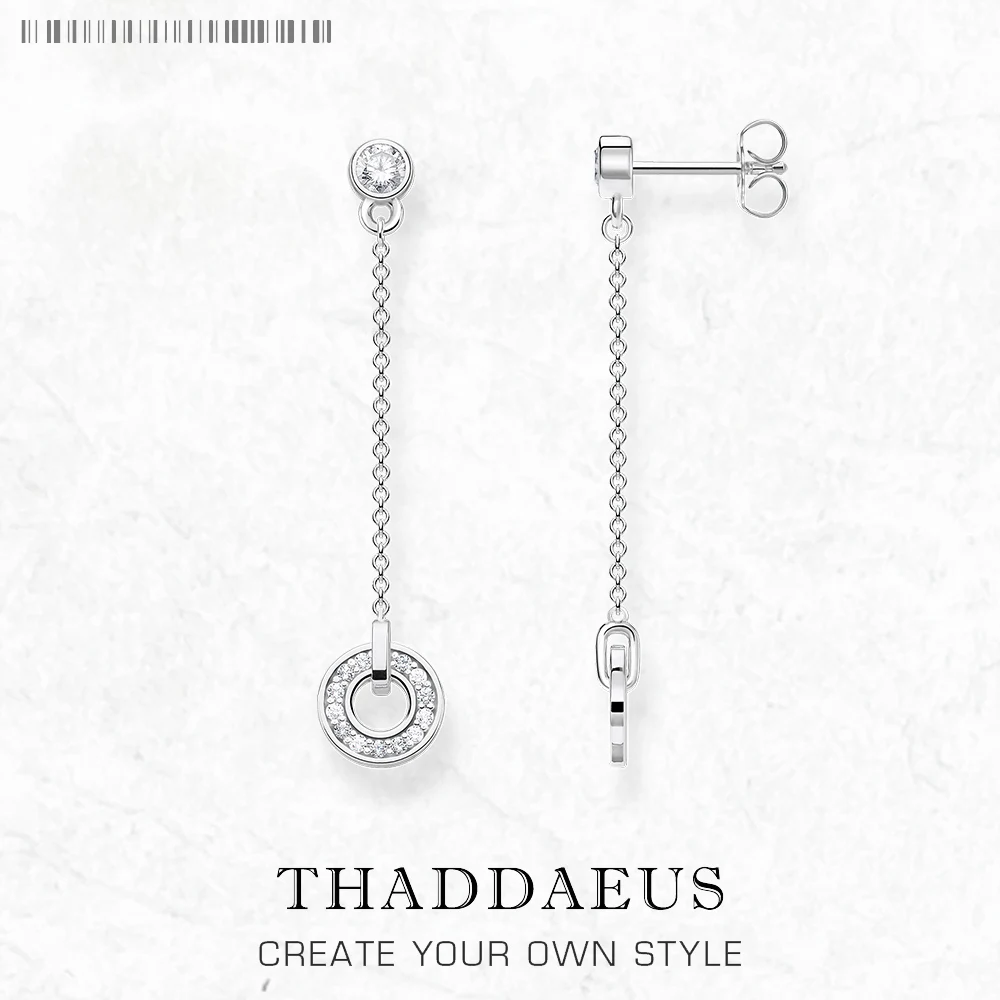 Long Earrings Round Circle Europe Fine Jewelry For Women Summer Lucky Classic Gift In Sterling Silver 925