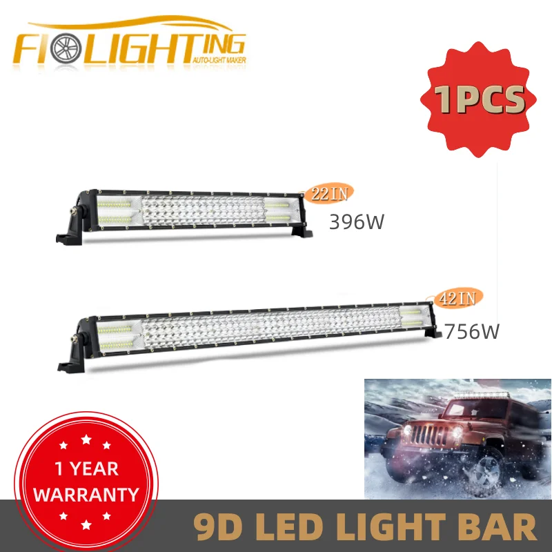 9D 4Row Led Light For Car Led Bar 22 42 Inch Straight Vehicle Driving Off Road Accessories 4x4 Truck SUV ATV TRACTOR 12V24V Auto